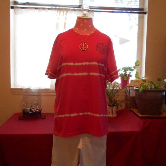 Aeropostale Crew T-Shirt L Tie Dye Hot Pink White - Picture 3 of 16